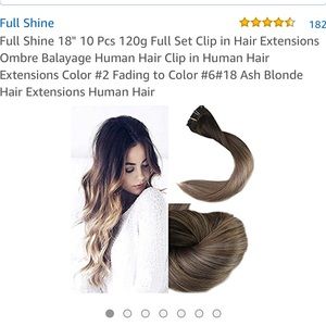 Full Shine 18” 10 Pc 120g Clip-in Hair Extensions